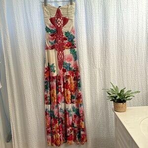 SKY Stretch Rose Floral Tiered Maxi
